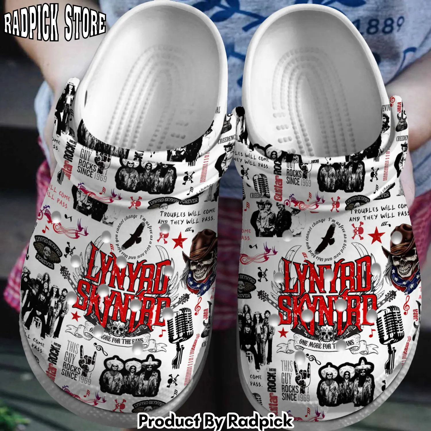 Radpick premium lynyrd skynyrd music clogs shoes comfortable for men women rp6522243